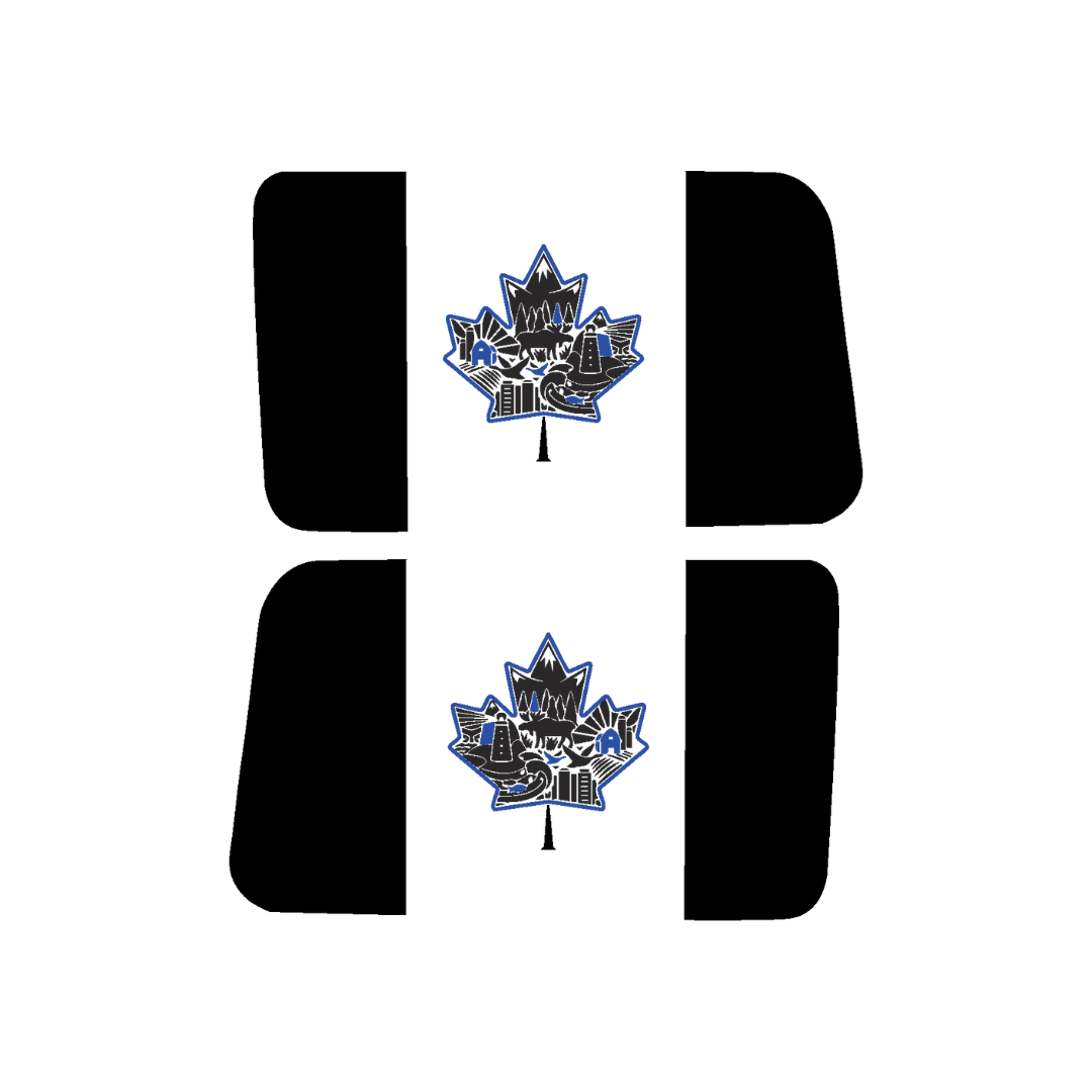 Canada Rear Side Window Flag Decal (Collage Maple Leaf) for Wrangler JL/JLU/JK/JKU/4xe – HARDTOP ONLY – Black/Grey – 3M Printed + Matte Lam