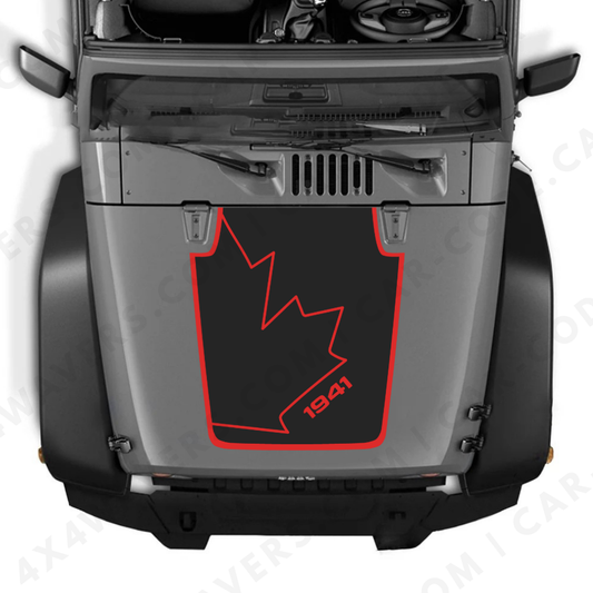 Kit d'autocollants style CANADA pour capot 4x4wavers JK – Autocollants en vinyle pour Jeep Wrangler – Autocollants JK Hood CANADA – Fabriqué au Canada