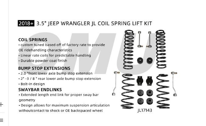 4x4wavers OMU 3.5" Lift Kit Jeep Wrangler JLU 2018-2025 - 4X4 WAVERS