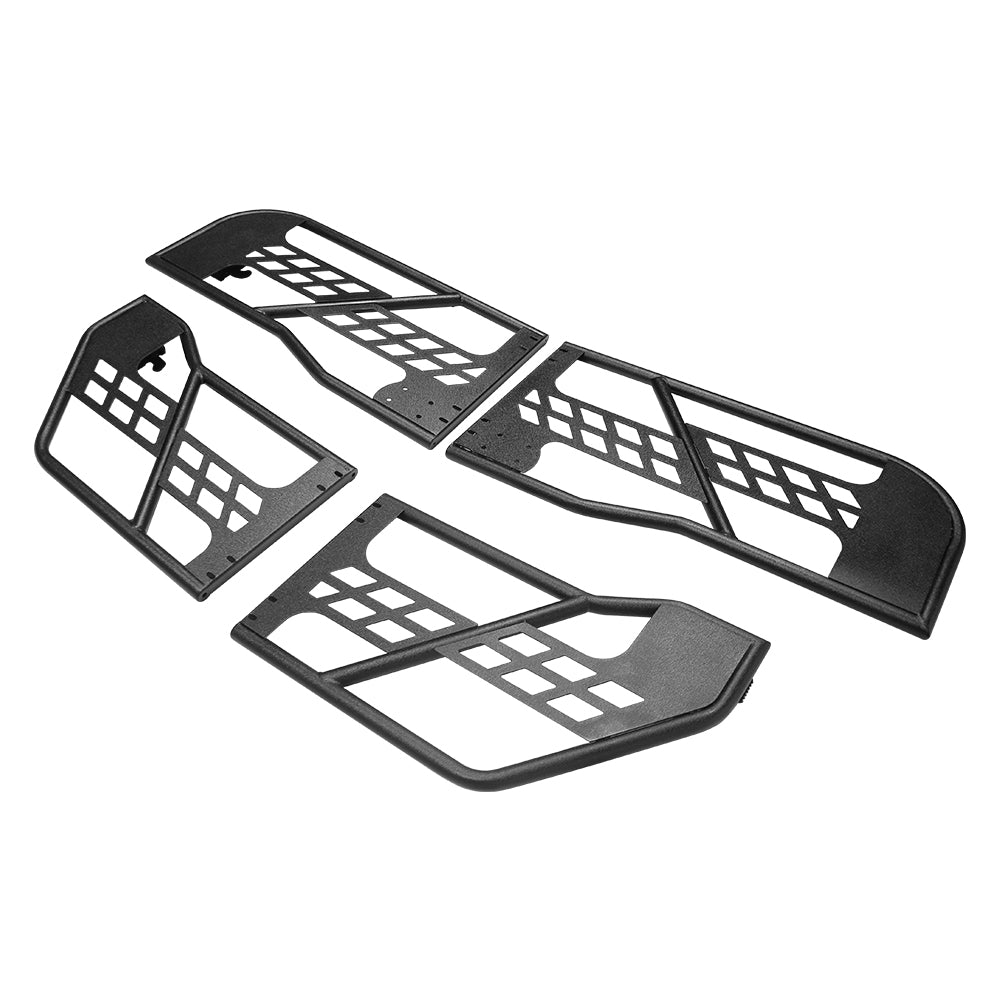 4X4WAVERS Tubular Half Doors with Side Rearview Mirrors - Freedom Style - Jeep Wrangler JLU/4XE 2018+ - 4X4 WAVERS