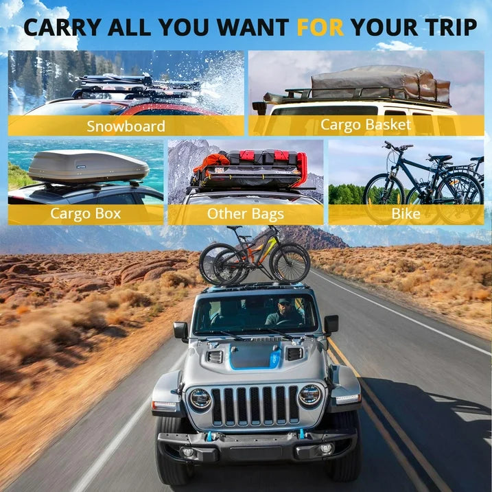 4X4Wavers Heavy Cross Bars Roof Rail Racks - Jeep Wrangler (all models) - 4X4 WAVERS