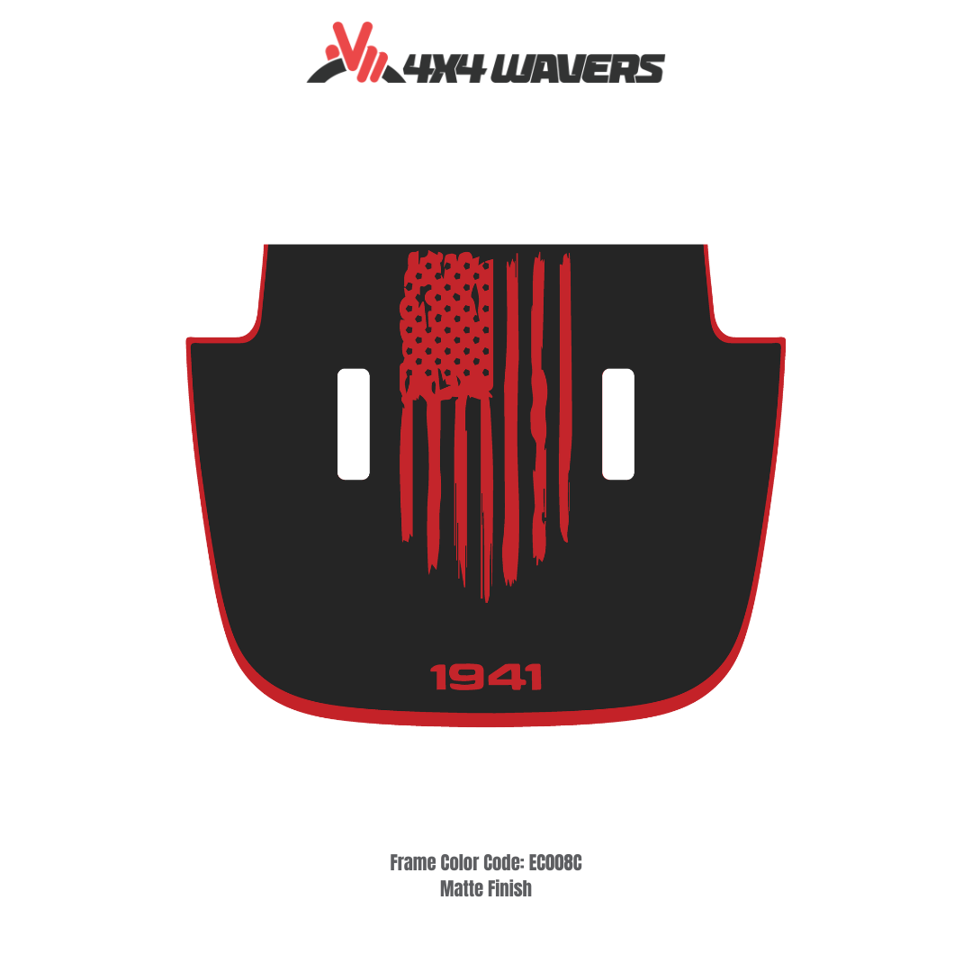 Kit d'autocollants décalcomanies 4x4wavers AMERICA 1941 pour capot JL SAHARA – Autocollants vinyles pour voitures Jeep Wrangler – Fabriqué au Canada