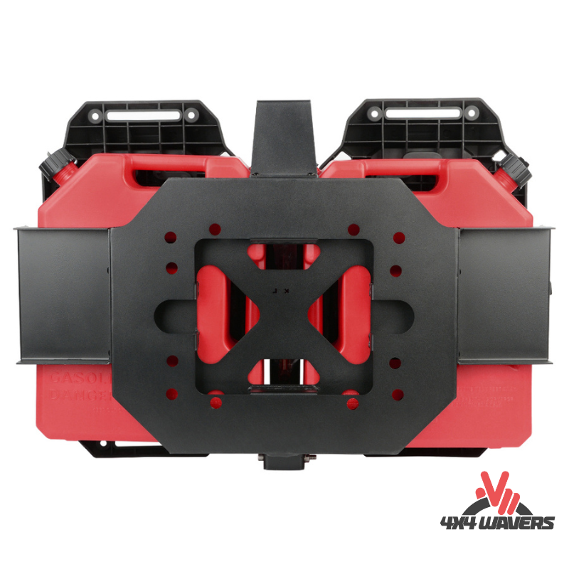 4x4wavers Tailgate Equipment Integrated Set - Rear Integrated Kit with 2 Gas Cans Tanks and 2 Traction Boards & a Shovel - All-Terrain Offroads Style - 4X4 WAVERS
