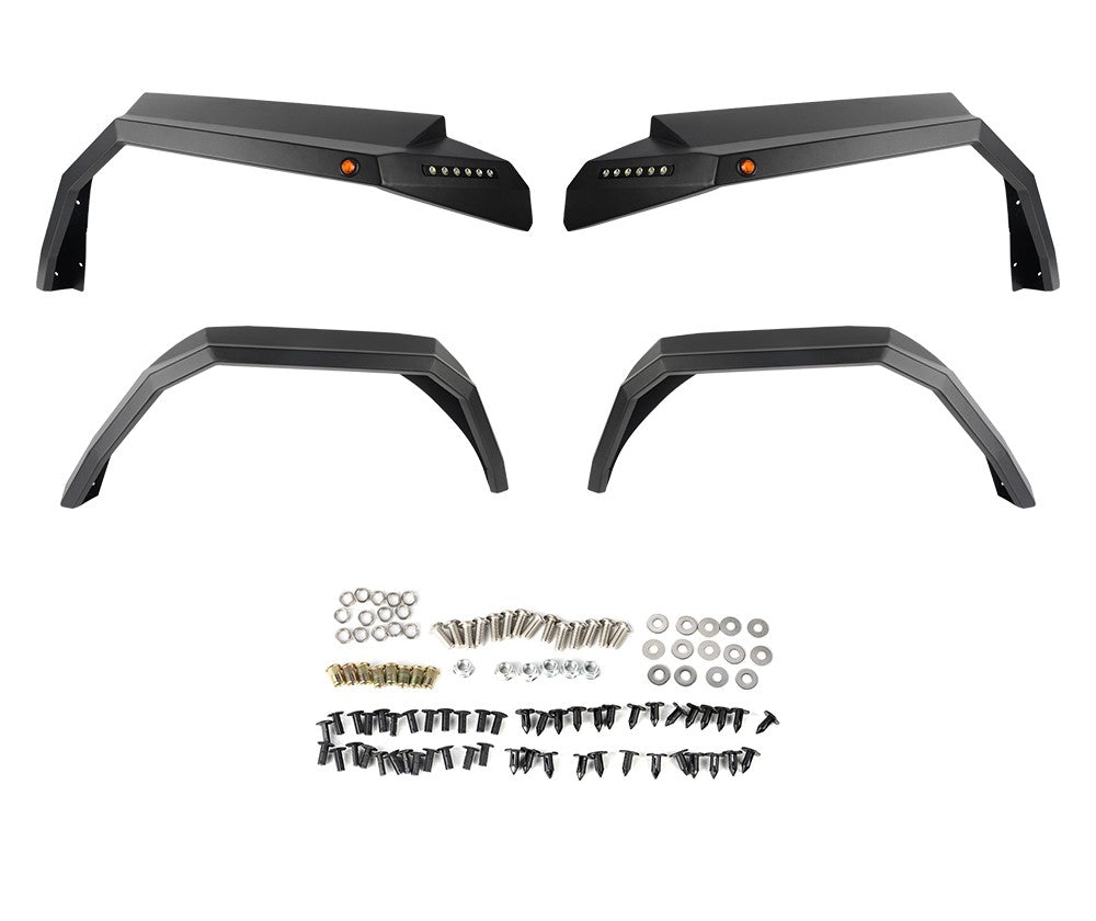 4X4WAVERS Front/Rear Metal Armor Fenders Kit - Sharp Dots Design - Jeep Wrangler JL/JLU/4XE 2018+ - 4X4 WAVERS
