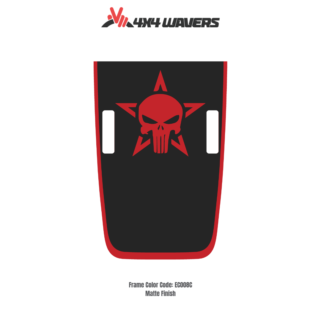 4x4wavers Punisher Decal Sticker Kit for JL Rubicon Hood β Vinyl Car Decals for Jeep Wrangler Models β Made in Canada
