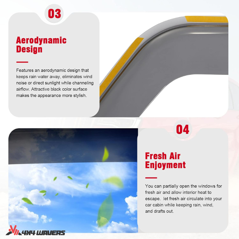 4x4wavers Side Window in-Channel Rain Guards & Sun Visor - 4X4 WAVERS