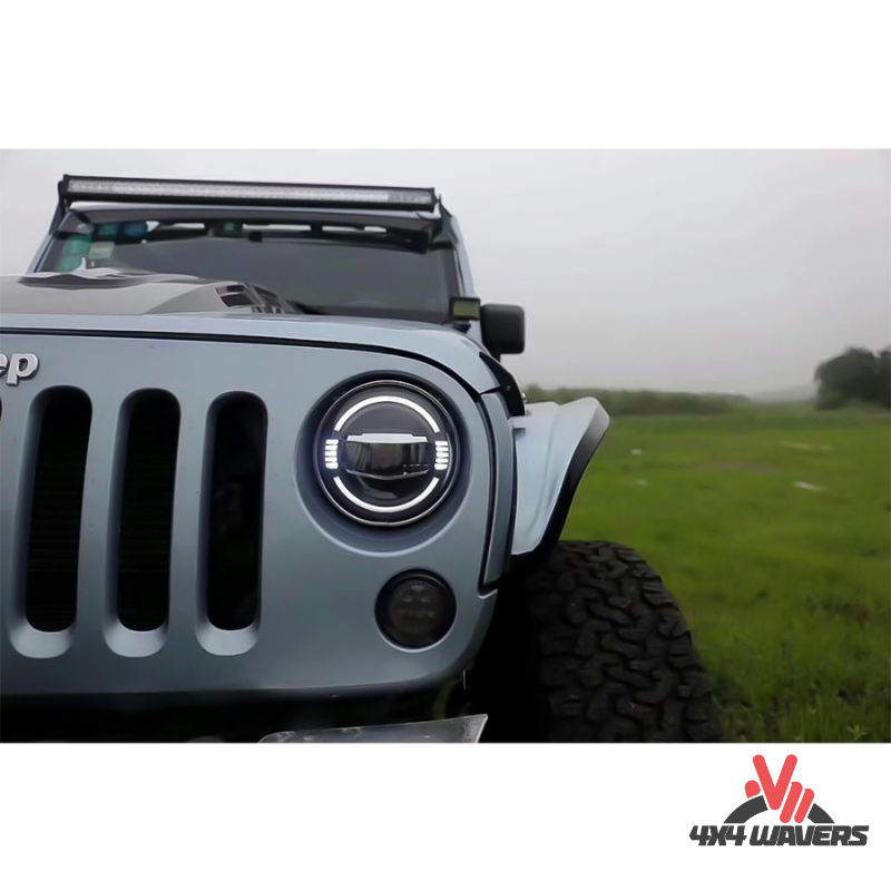 4x4wavers Headlights Premium LED Light Replacement, New JL Original Style - 4X4 WAVERS
