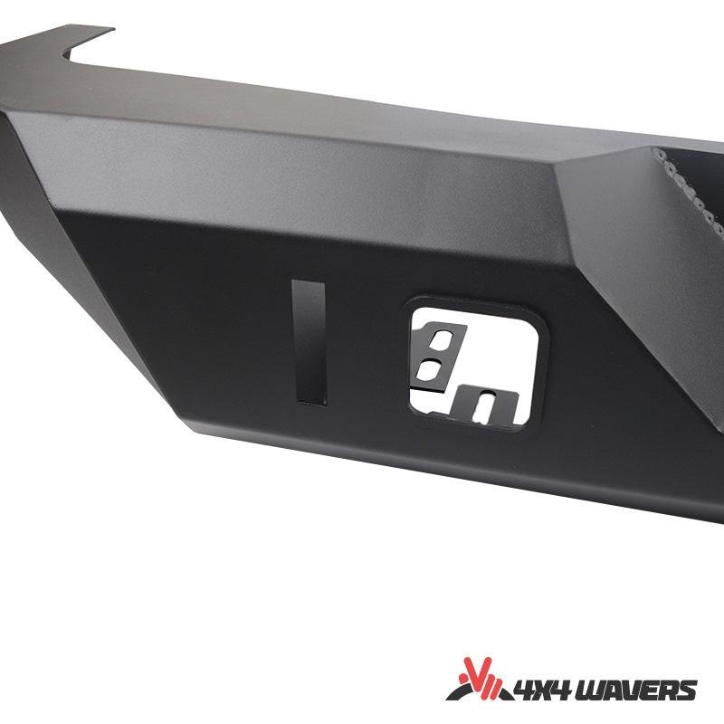 4X4WAVERS Rear Bumper - Rebel Style without Sensor Holes (Powder Coated Steel) - Jeep Wrangler JL/JLU/4XE 2018+ | Jeep fitment | OFFactory bumper b...