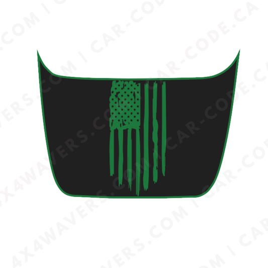 Panneau de capuche Drapeau déchiré – Options de couleur d'accent – Ford F-150 Raptor (Gen 2 2017–2020, Gen 3 2021–2024) – Vinyle découpé mat imprimé 3M ou Avery