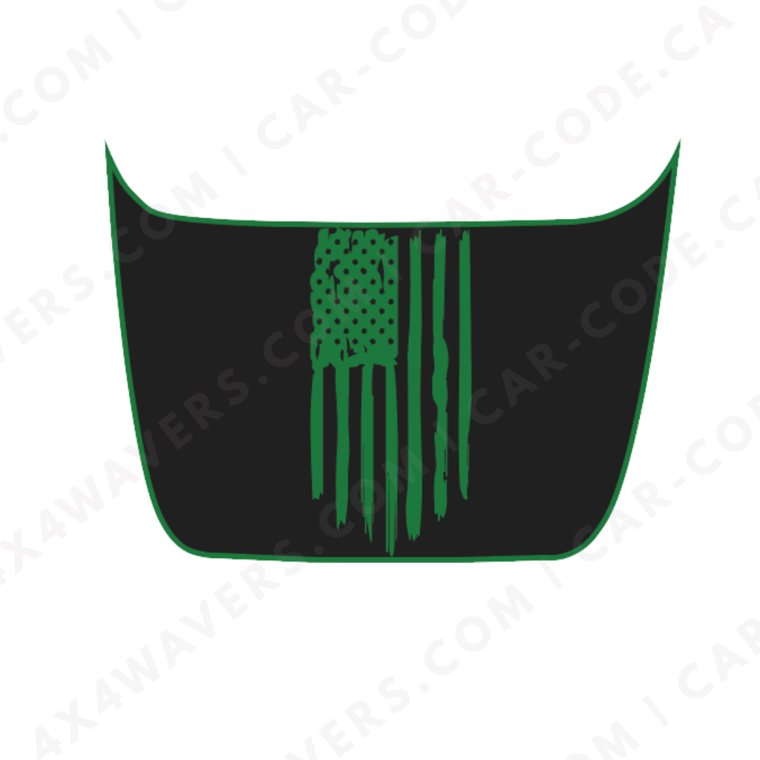Panneau de capuche Drapeau déchiré – Options de couleur d'accent – Ford F-150 Raptor (Gen 2 2017–2020, Gen 3 2021–2024) – Vinyle découpé mat imprimé 3M ou Avery