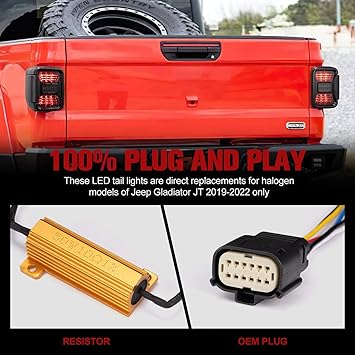 4x4wavers LED Tail Lights Fit For Gladiator JT 2019- 2025 - 4X4 WAVERS