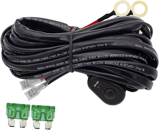 4x4wavers 2 Spot Light Flood Light Wiring Harness with Fuse and Relay ON-Off for all jeep Wrangler and other SUV cars - 4X4 WAVERS
