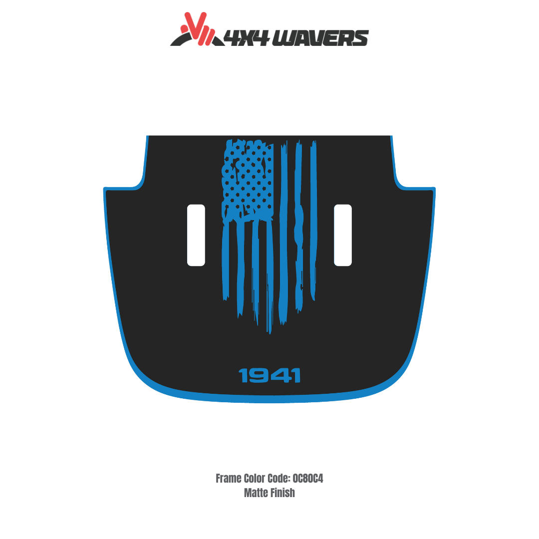 Kit d'autocollants décalcomanies 4x4wavers AMERICA 1941 pour capot JL SAHARA – Autocollants vinyles pour voitures Jeep Wrangler – Fabriqué au Canada