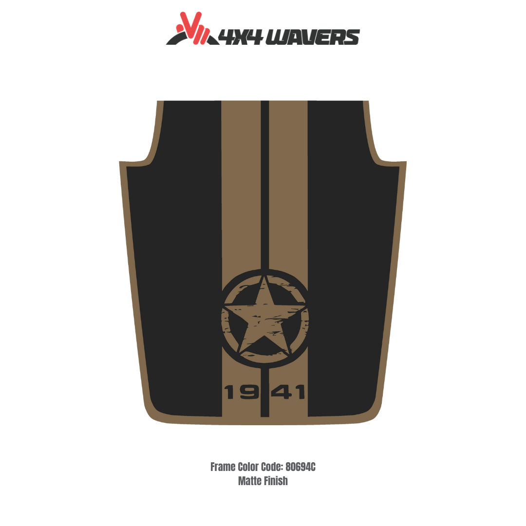 4x4wavers Decal Sticker Kit for JK Hood Star 1941 Style β Vinyl Car Decals for Jeep Wrangler Models β Made in Canada - 4X4 WAVERS