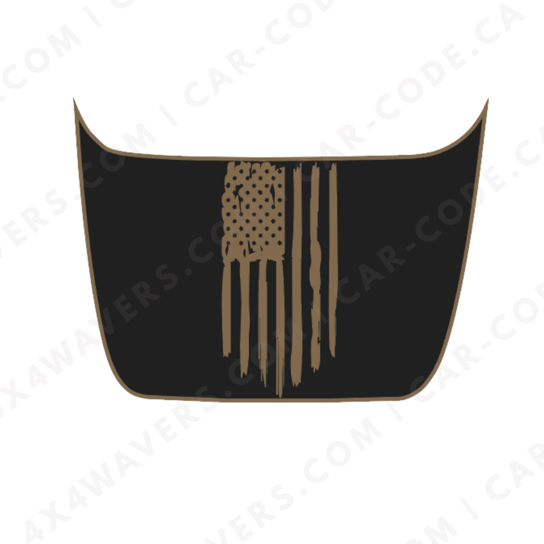 Panneau de capuche Drapeau déchiré – Options de couleur d'accent – Ford F-150 Raptor (Gen 2 2017–2020, Gen 3 2021–2024) – Vinyle découpé mat imprimé 3M ou Avery