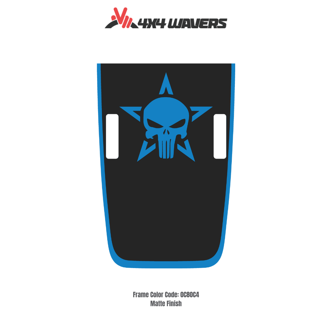 4x4wavers Punisher Decal Sticker Kit for JL Rubicon Hood β Vinyl Car Decals for Jeep Wrangler Models β Made in Canada
