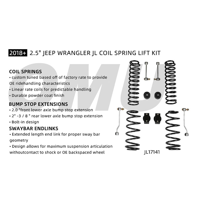 4x4wavers OMU 2.5inch Coil Spring Lift kits Jeep Wrangler JLU (4 doors) 2018-2025 - 4X4 WAVERS