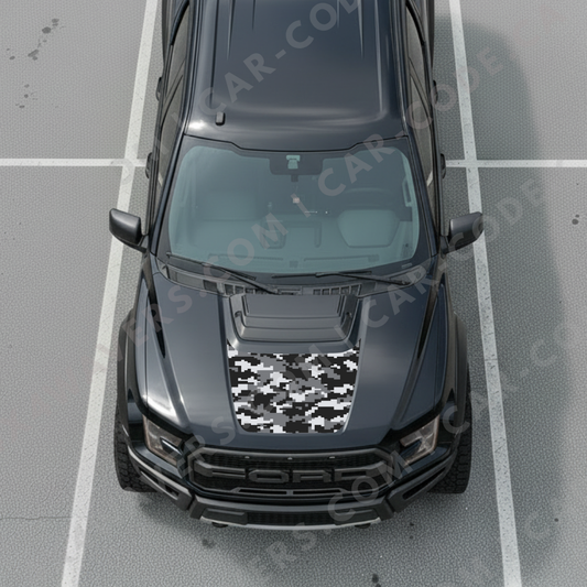 Ford F-150 Raptor Capot – Série CAMO (Forêt / Urbain Digi) – 2017–2025 – Vinyle découpé mat imprimé 3M ou Avery