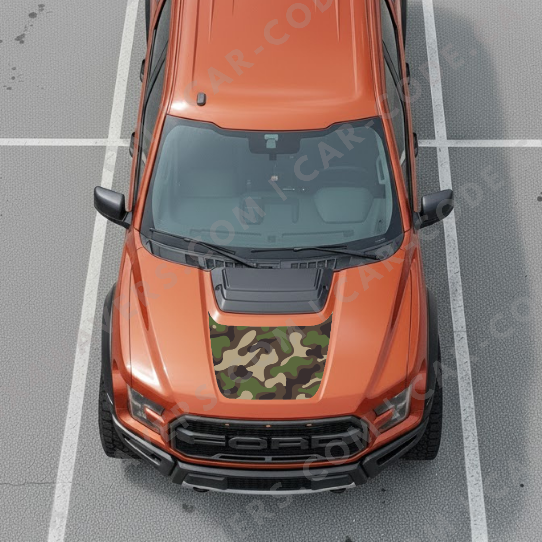 Ford F-150 Raptor Capot – Série CAMO (Forêt / Urbain Digi) – 2017–2025 – Vinyle découpé mat imprimé 3M ou Avery
