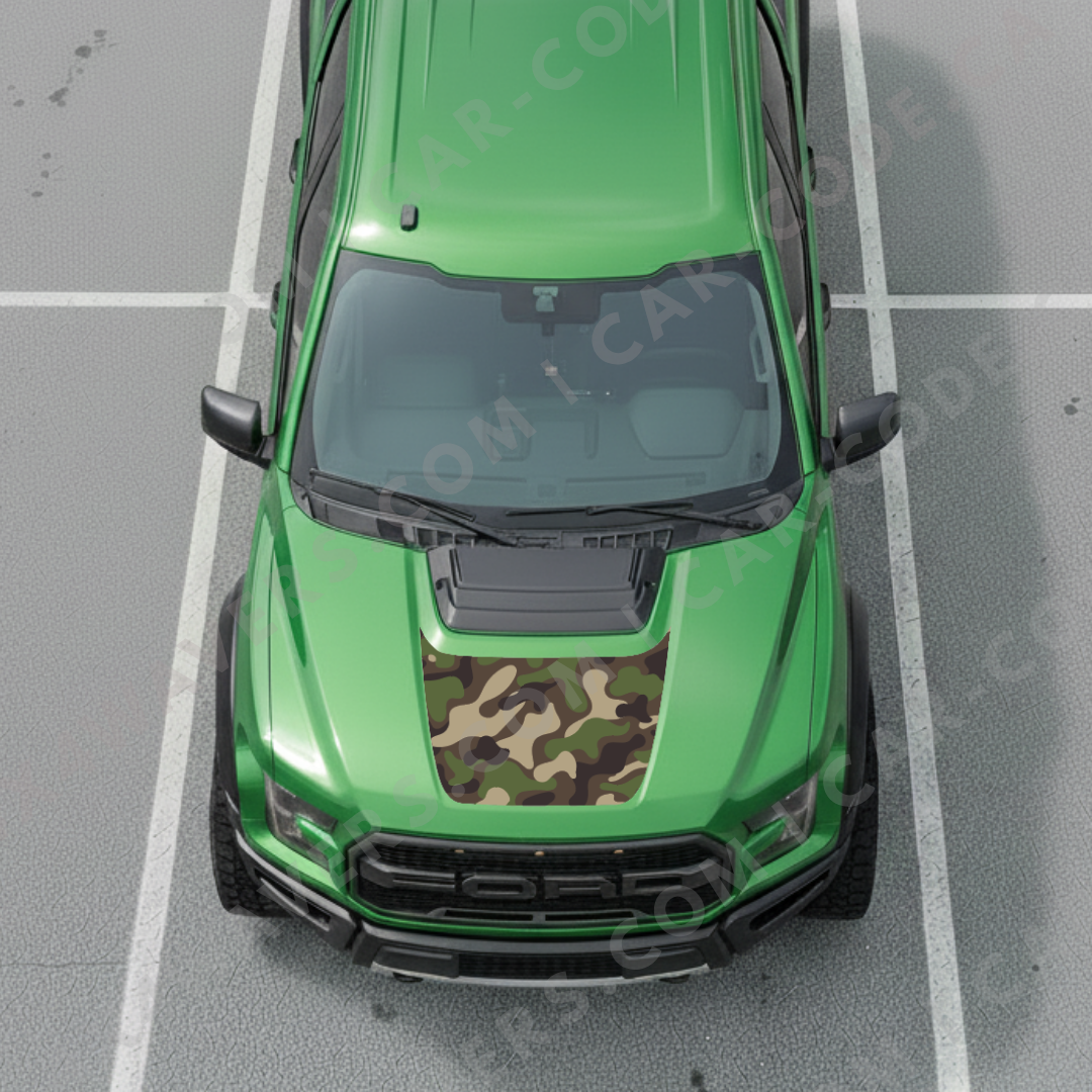 Ford F-150 Raptor Capot – Série CAMO (Forêt / Urbain Digi) – 2017–2025 – Vinyle découpé mat imprimé 3M ou Avery