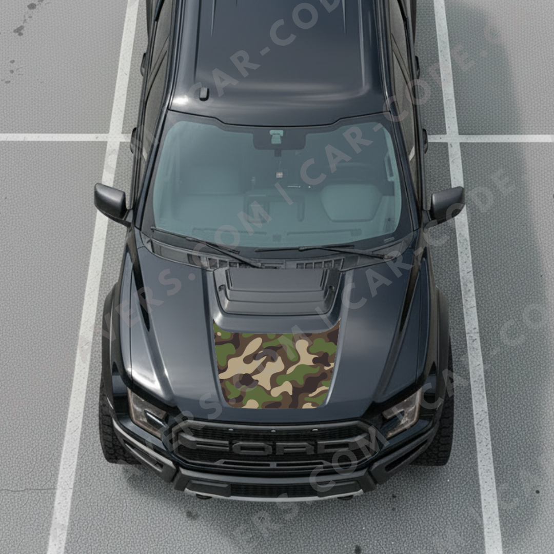 Ford F-150 Raptor Capot – Série CAMO (Forêt / Urbain Digi) – 2017–2025 – Vinyle découpé mat imprimé 3M ou Avery