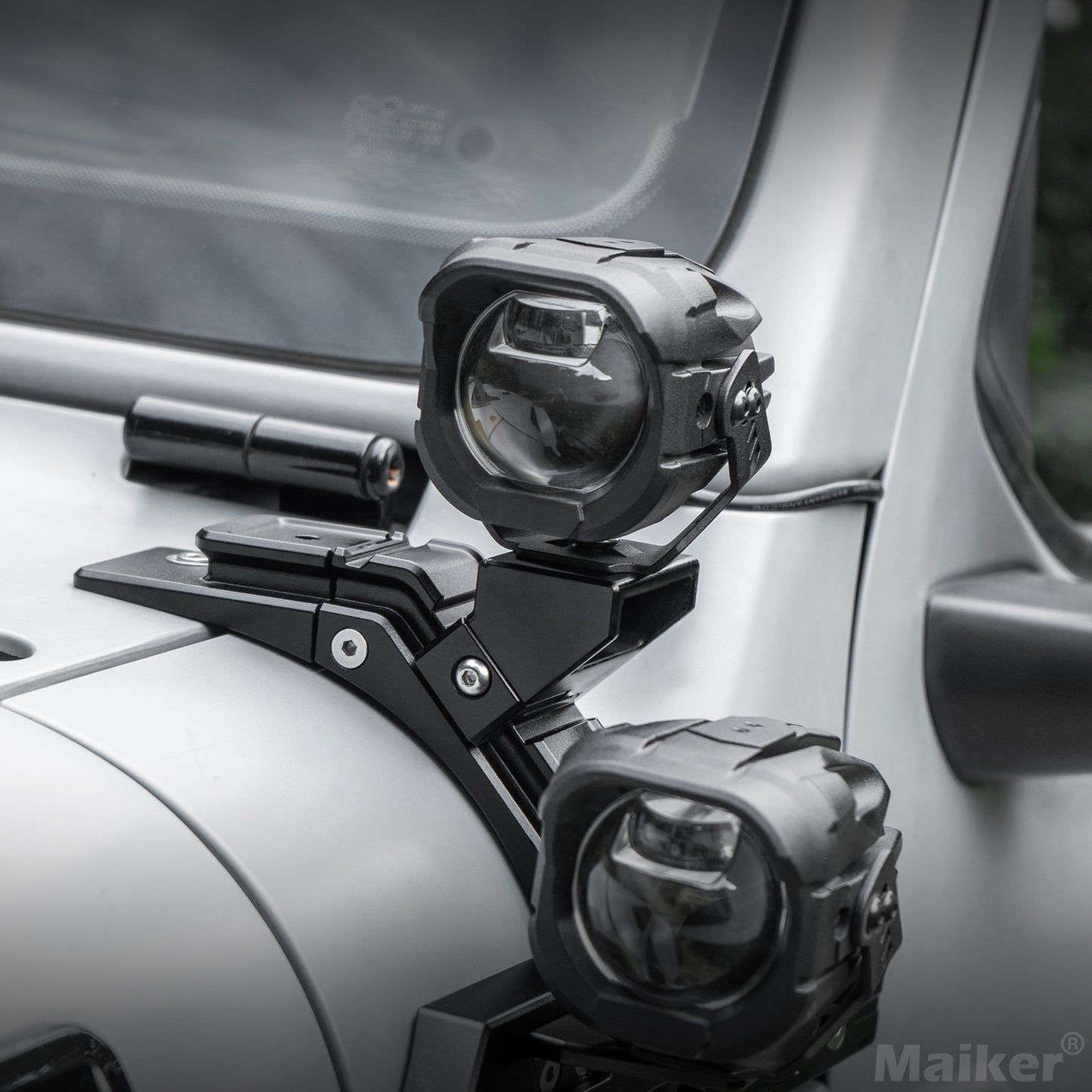 4x4wavers Spot Light Low Beam (low 45W-high 46W) Black with wire harness for Jeep JKU/JL/JLU/4XE/JT 2007-2025 - 4X4 WAVERS