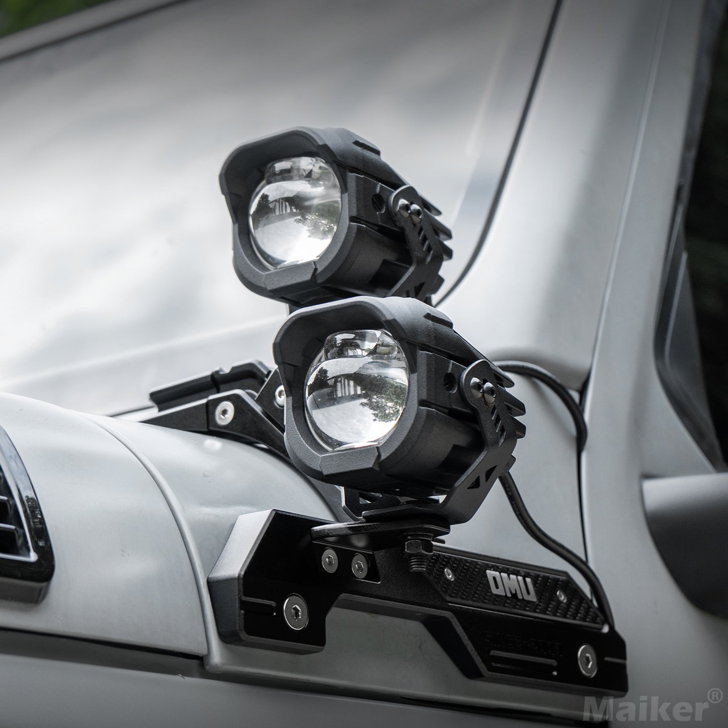 4x4wavers Spot Light Low Beam (low 45W-high 46W) Black with wire harness for Jeep JKU/JL/JLU/4XE/JT 2007-2025 - 4X4 WAVERS