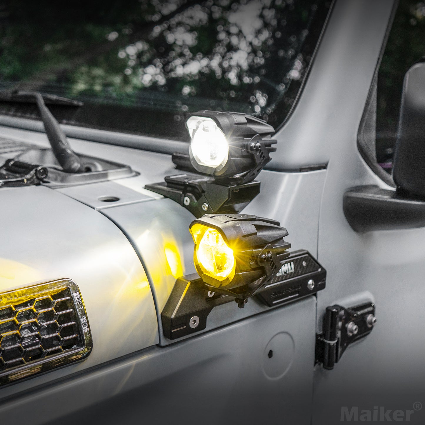 4x4wavers Spot Light Low Beam (low 45W-high 46W) Black with wire harness for Jeep JKU/JL/JLU/4XE/JT 2007-2025 - 4X4 WAVERS