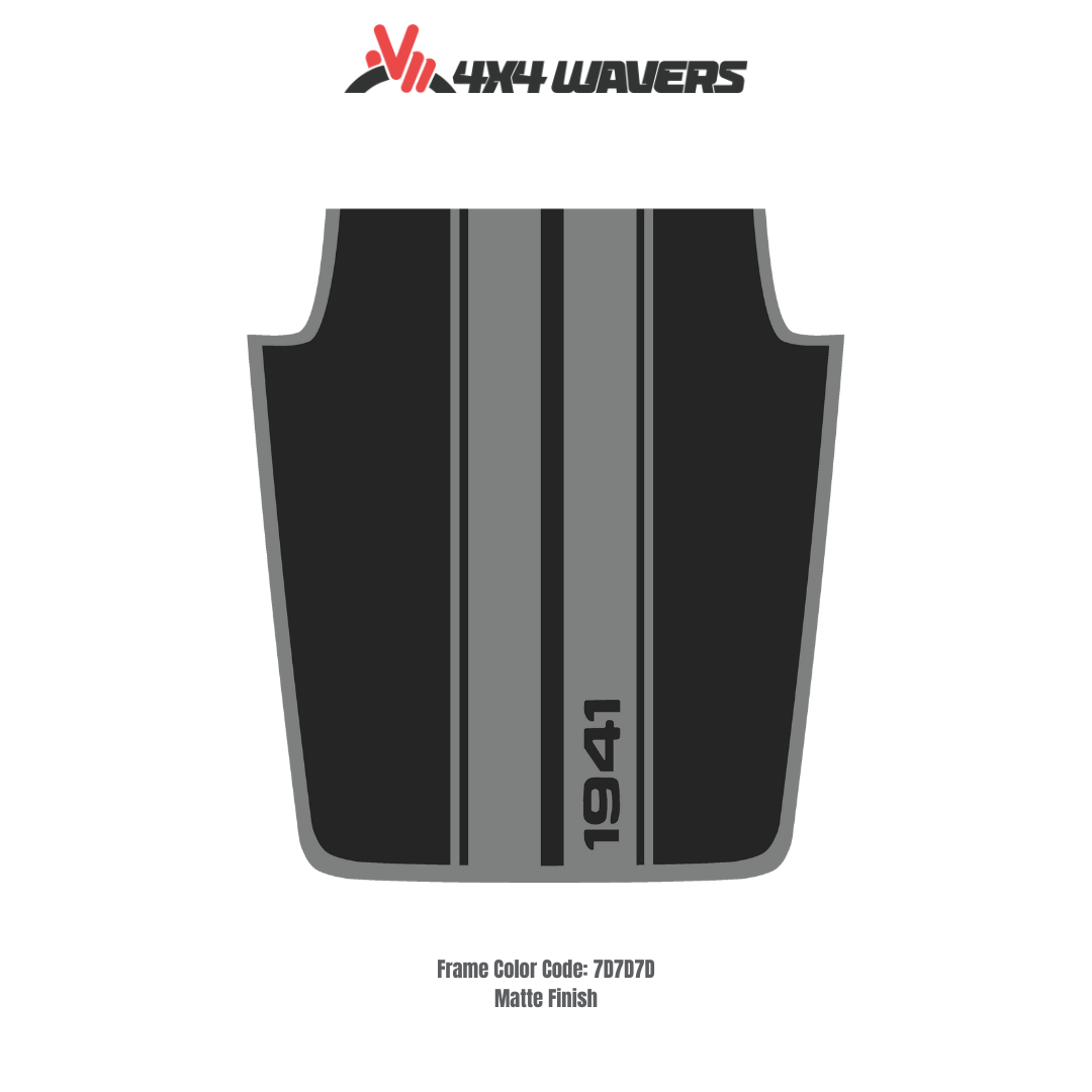 4x4wavers Decal Sticker Kit for JK Hood STRIPE 1941 Style β Vinyl Car Decals for Jeep Wrangler Models β Made in Canada - 4X4 WAVERS