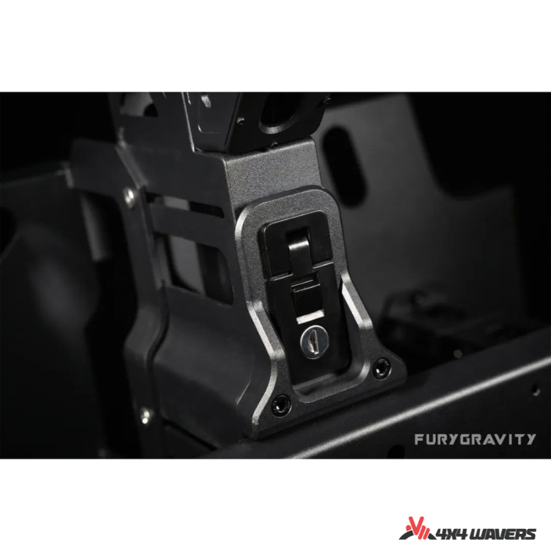 4x4wavers Fury Aluminum Multifunction Box - Tailgate Equipment Integrated Set - Rear Integrated Kit with 2 Gas Cans Tanks and storage with numeric locks - 4X4 WAVERS