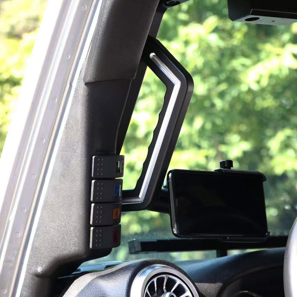 4x4wavers Aluminum Handle with Mobile Holder for jeep wrangler JK/JKU 2007-2018 - 4X4 WAVERS