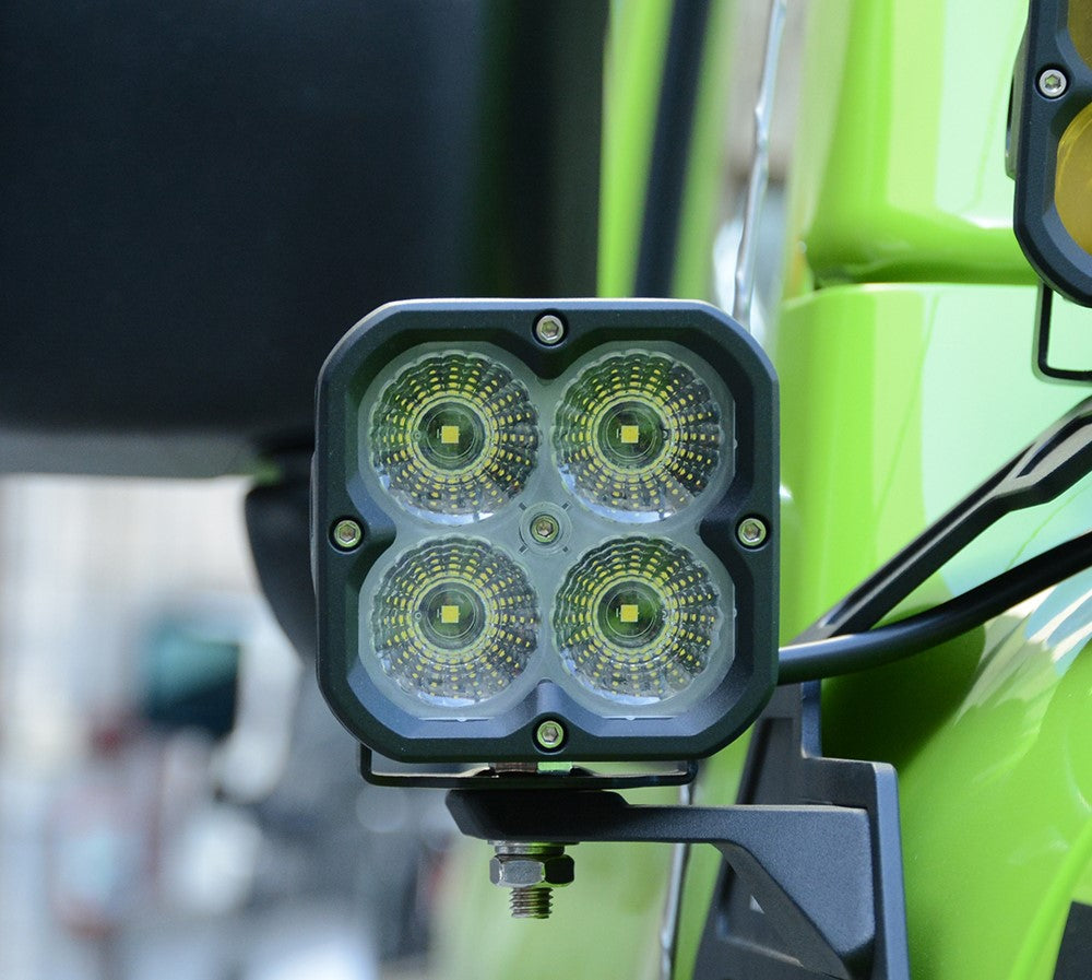4x4wavers 3 Inch 20W Flood light For Jeep Wrangler JK/JKU/JL/JLU/4XE/JT Gladiator (white and Yellow) - 4X4 WAVERS