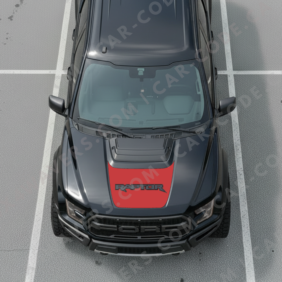 Ford F-150 Raptor Capot – Panneau de texte personnalisé tout-terrain (Vert/Gris/Bleu/Rouge/Sable/Noir + Découpe) – 2017–2025 – Vinyle découpé mat imprimé 3M ou Avery
