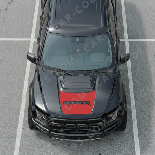 Ford F-150 Raptor Capot – Panneau de texte personnalisé tout-terrain (Vert/Gris/Bleu/Rouge/Sable/Noir + Découpe) – 2017–2025 – Vinyle découpé mat imprimé 3M ou Avery