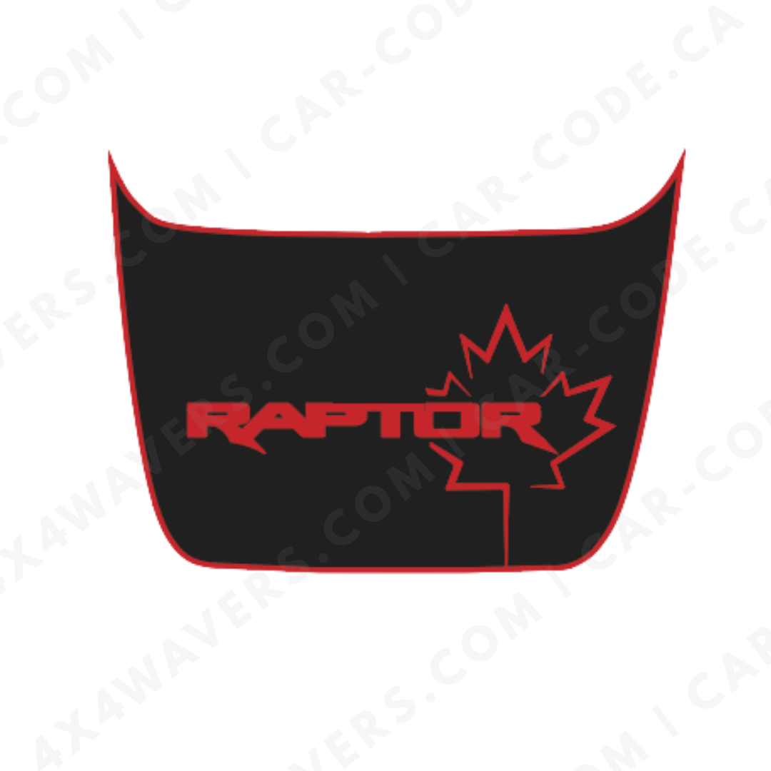 “RAPTOR” Panneau de capuche contour érable – Options de couleur d’accent – Pour Ford F-150 Raptor (Gen 2 2017–2020, Gen 3 2021–2024) – Vinyle découpé mat imprimé 3M ou Avery