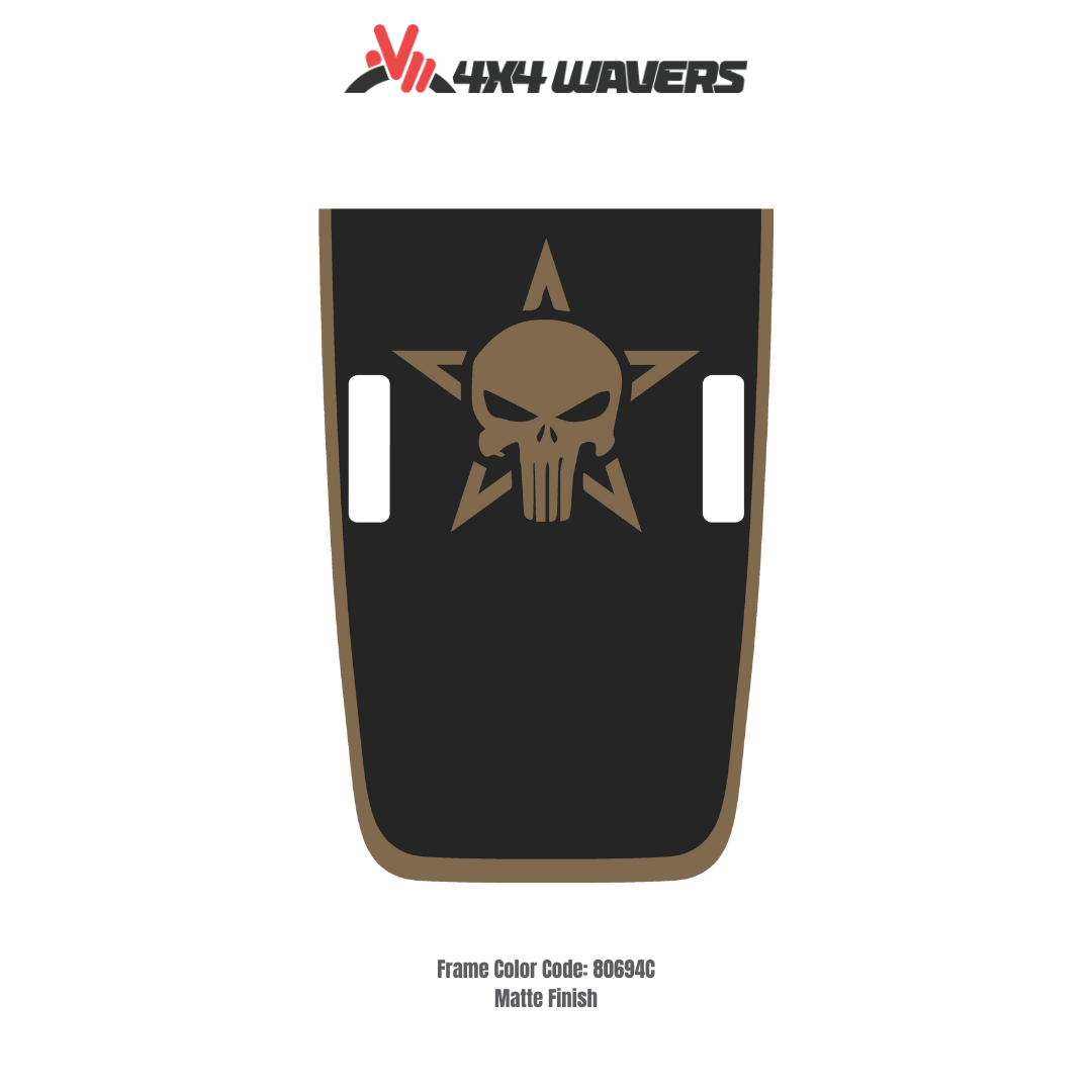 4x4wavers Punisher Decal Sticker Kit for JL Rubicon Hood β Vinyl Car Decals for Jeep Wrangler Models β Made in Canada