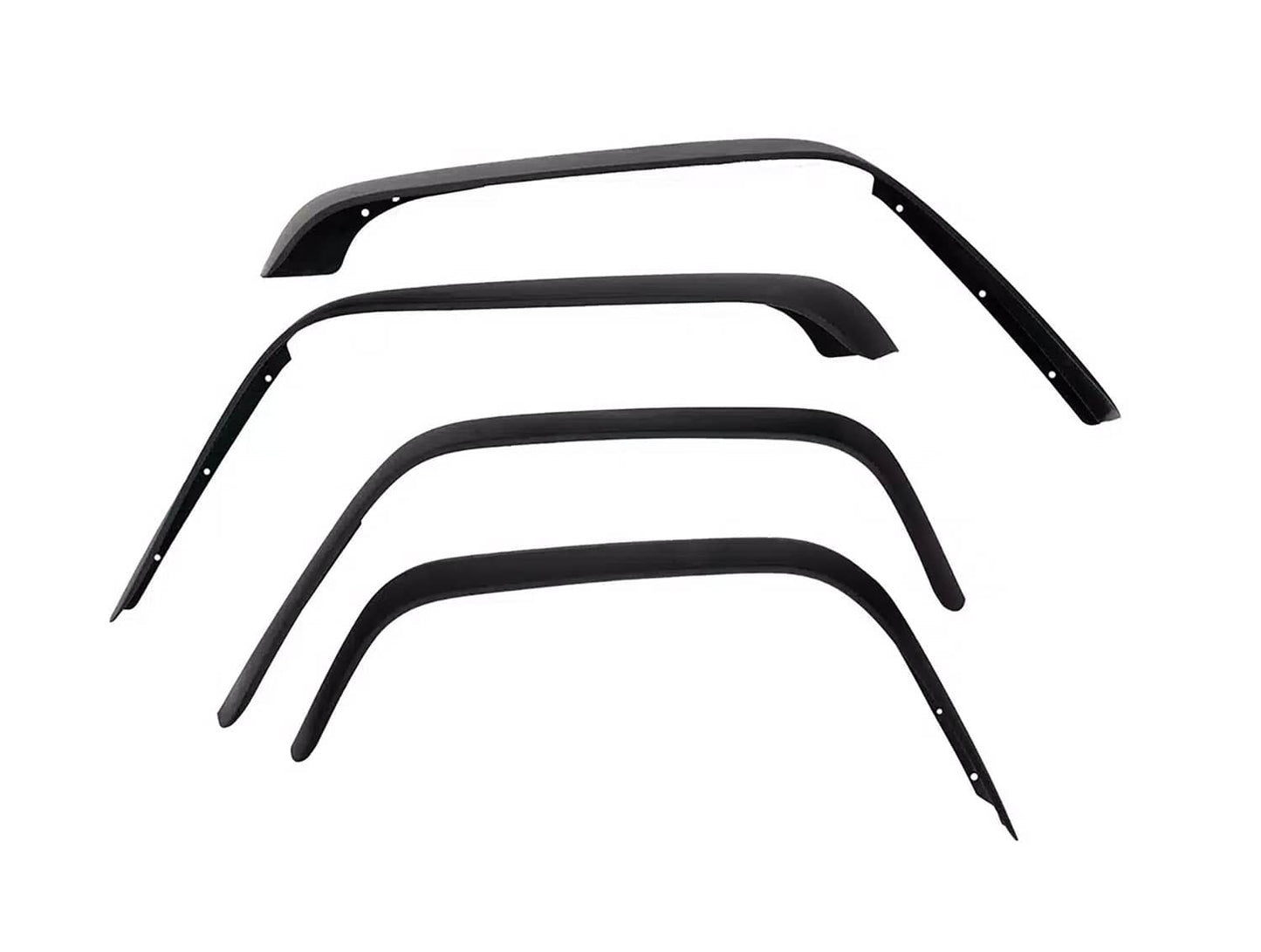 Rugged Ridge all terrain fender flares for 2007-2018 Jeep JK and JKU, durable black plastic with textured finish.