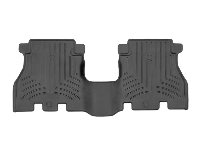Weathertech HP second-row floor liner for 2018-2026 Jeep Wrangler 4-door, showing durable rubber mats with raised edges.