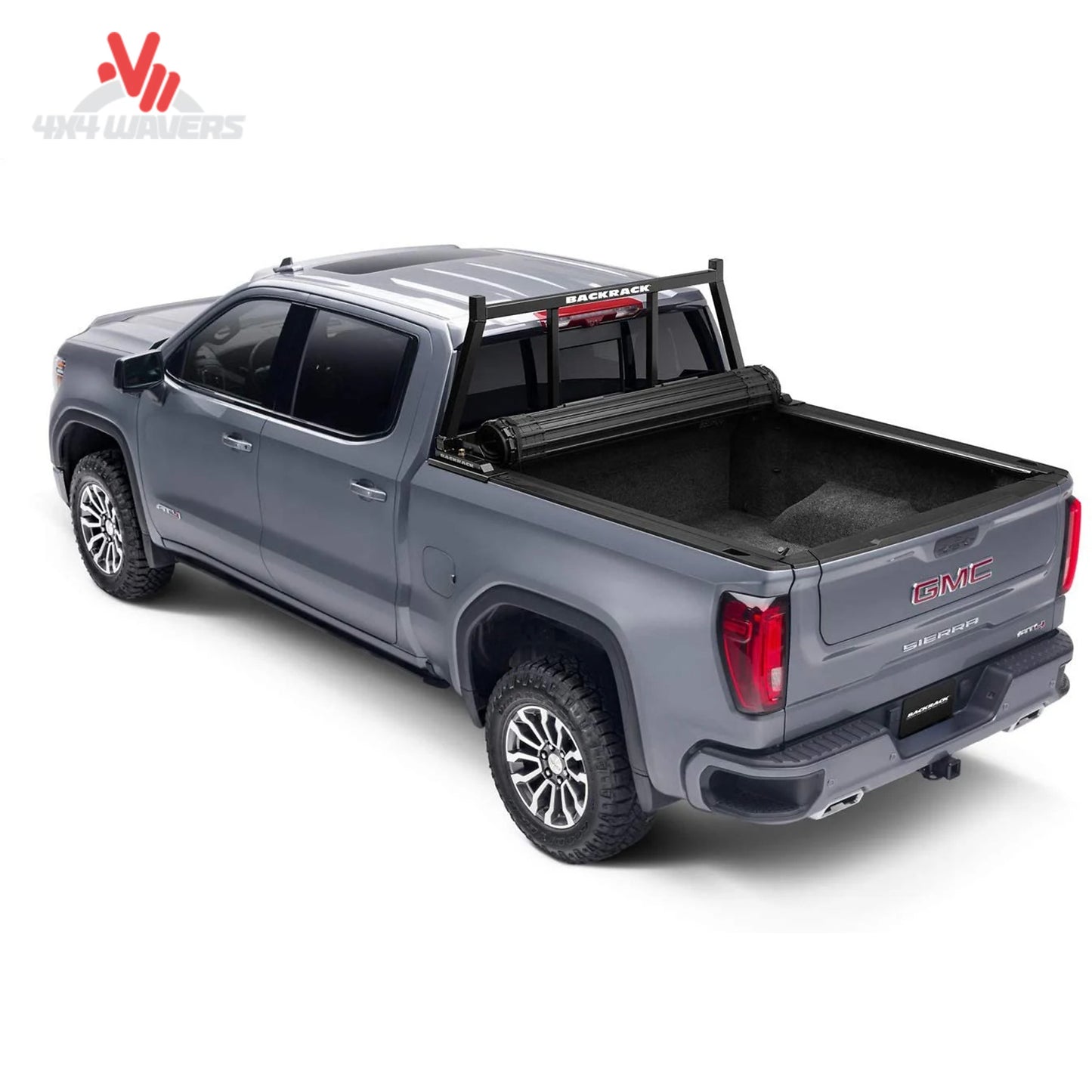 BACKRACK Open Rack 14900 shown with tonneau cover hardware and light brackets SKU BKHJ_14900