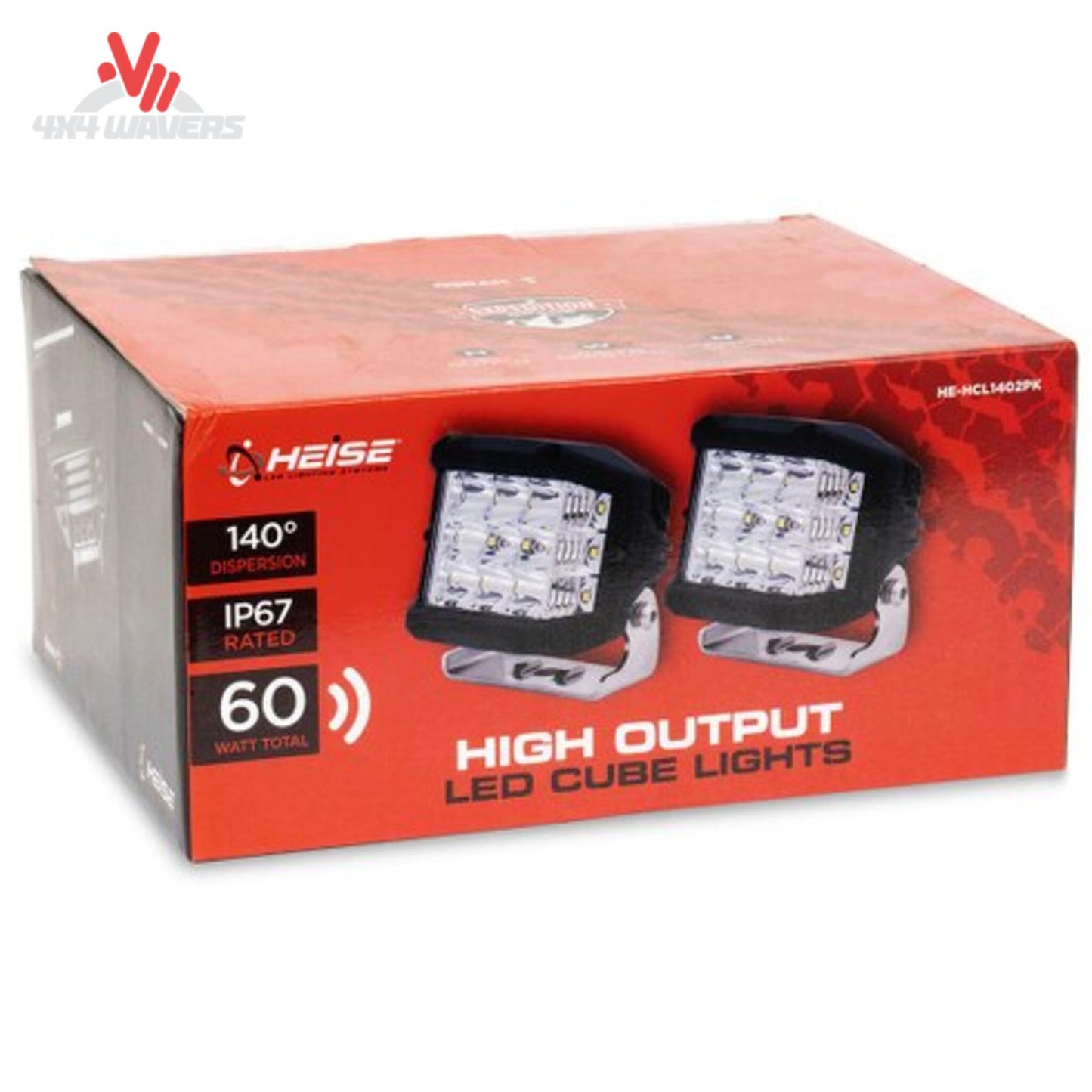What do the Heise 140-degree cube LED lights look like before installation?