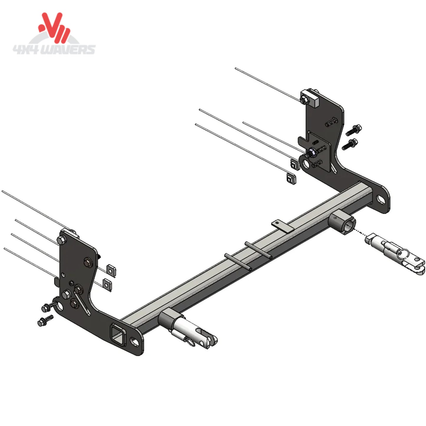 Blue Ox BX1126 tow baseplate installed on Jeep Wrangler JK for flat towing, designed for 2007-2018 models, part of the Hidden Flat Tow System.