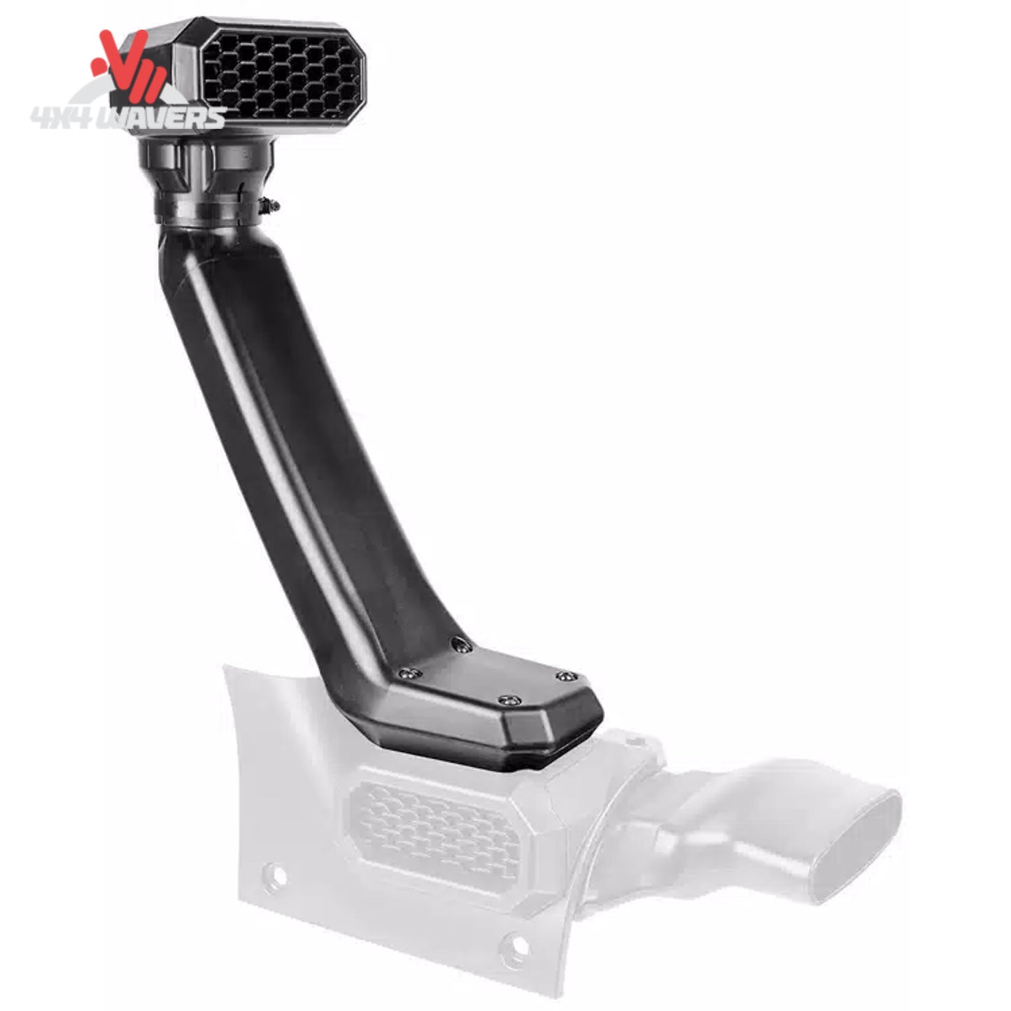 Rugged Ridge AmFib High Mount Snorkel 17756.36 for Jeep Wrangler JL and Gladiator JT; What does the Rugged Ridge AmFib high mount snorkel look like on a Jeep Wrangler JL?
