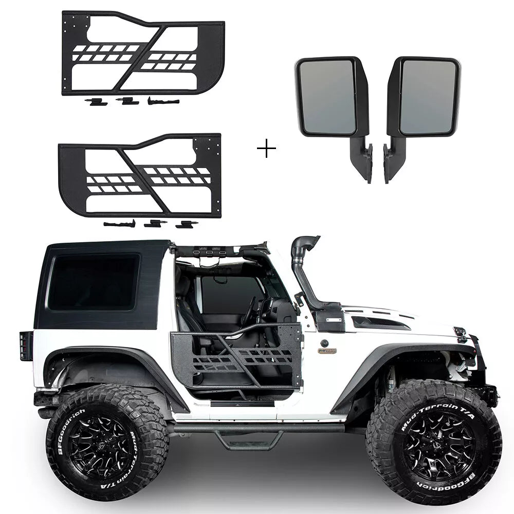 4x4wavers Tubular Door (2 Doors) With Rearview Mirror for jeep wrangler JK 2007-2018 - 4X4 WAVERS