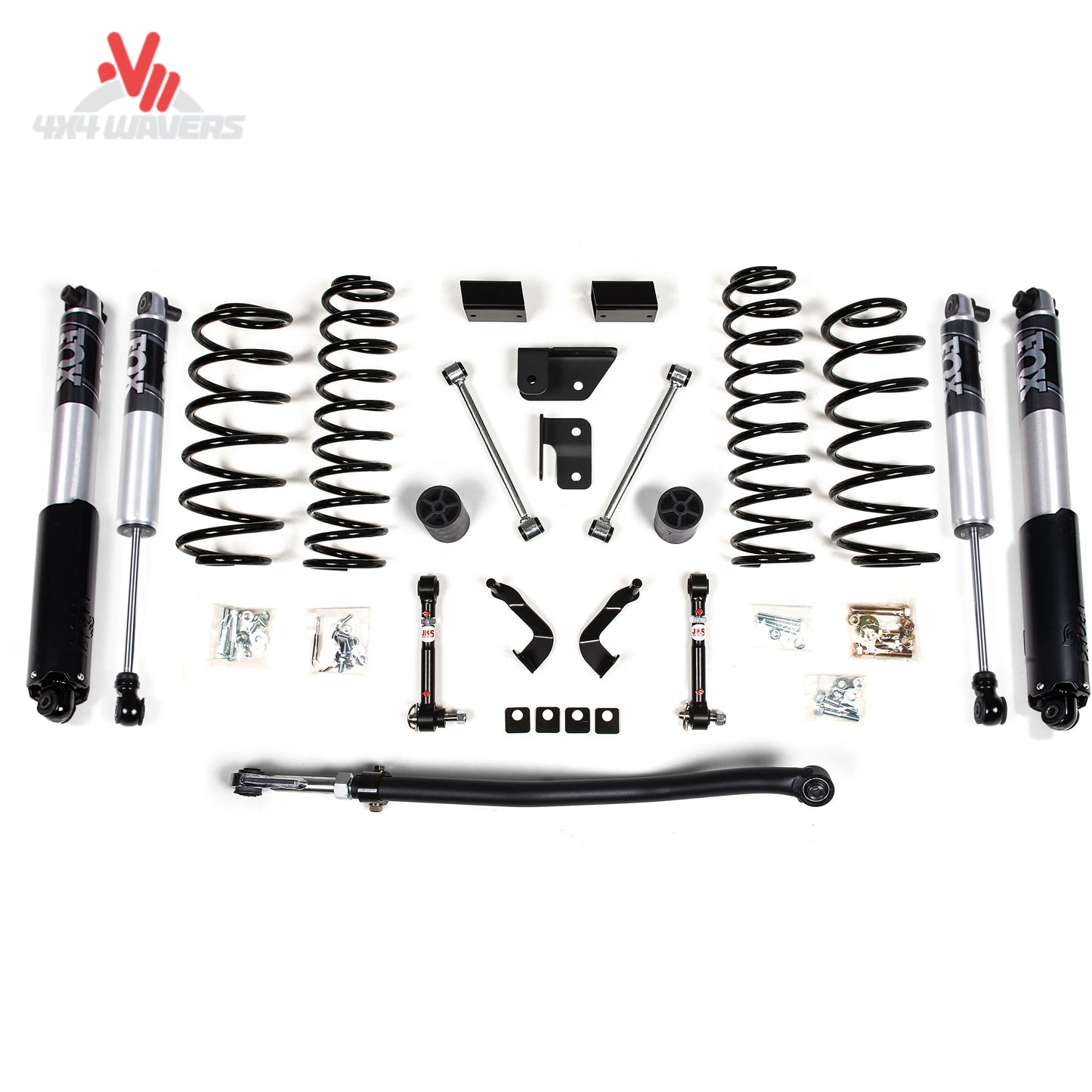 alt
Kit de elevación BDS de 3 pulgadas con amortiguadores NX2 instalado en un Jeep Wrangler JL de 2 puertas 2018-2024, mostrando los componentes de la suspensión.