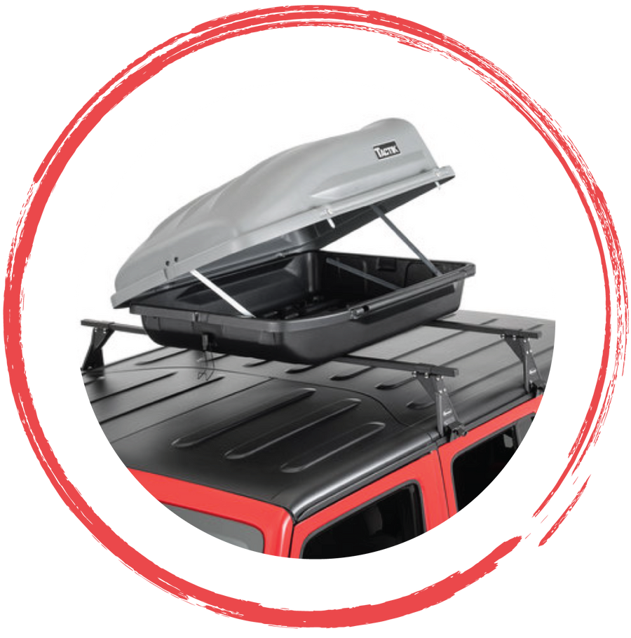 Roof cargo boxes and cargo carriers for Jeep Wrangler, Gladiator, trucks and SUVs by 4X4WAVERS