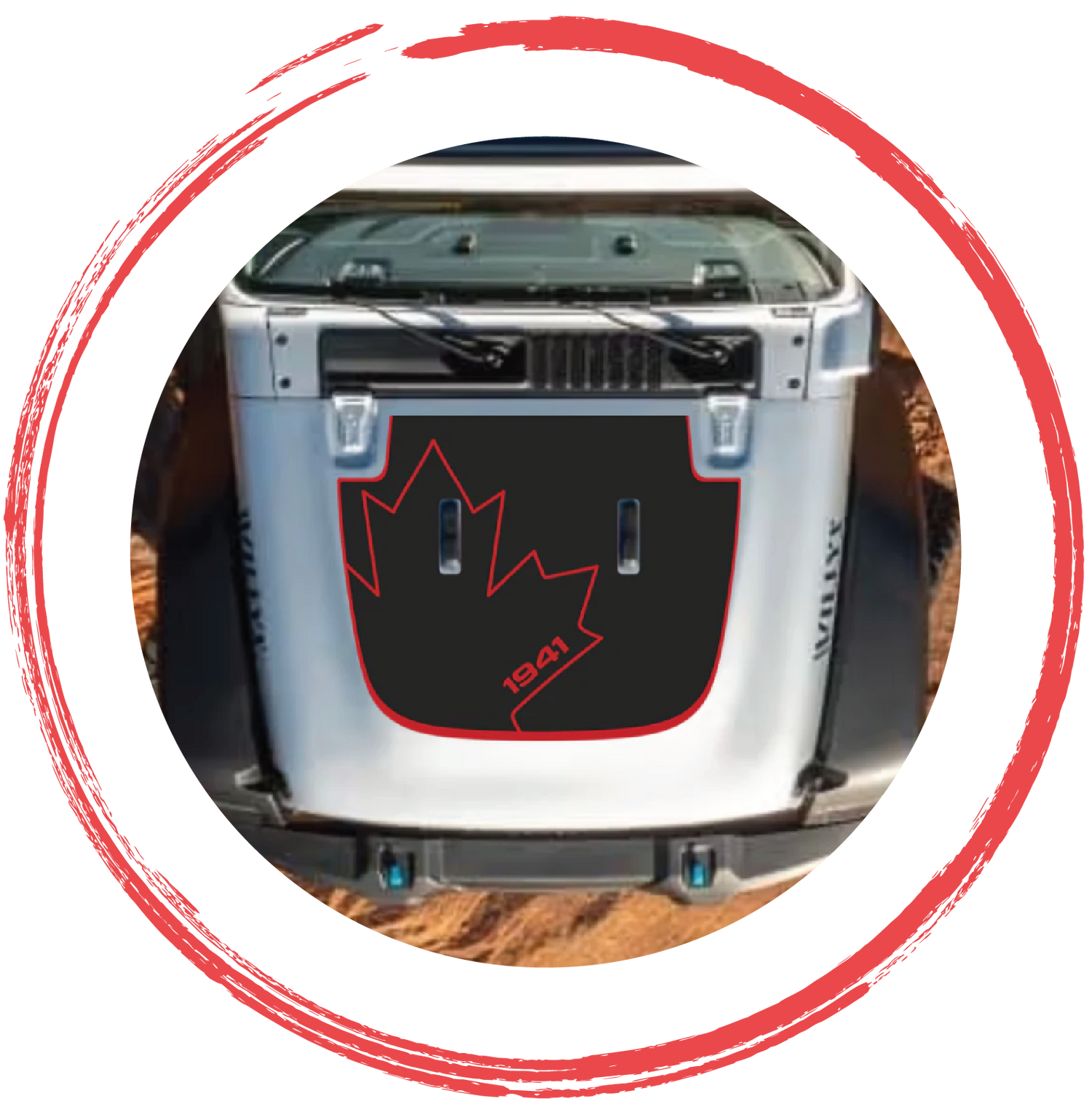 Hood decals and vinyl graphics for Jeep Wrangler, Gladiator and 4x4 off-road vehicles by 4X4WAVERS