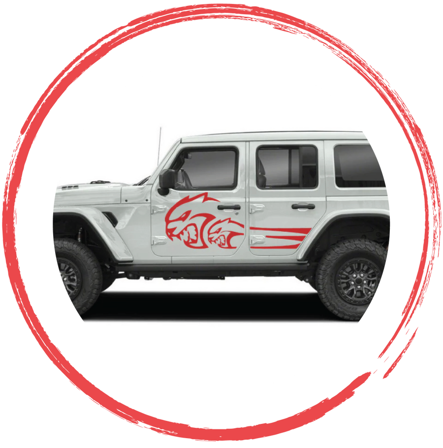 Calcomanías laterales y gráficos de vinilo para Jeep Wrangler, Gladiator y vehículos todoterreno 4x4 de 4X4WAVERS