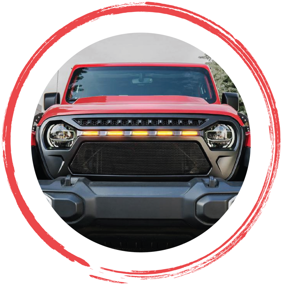 Aftermarket de mejora de parrilla frontal para Jeep Wrangler, Gladiator y vehículos todoterreno 4x4 de 4X4WAVERS