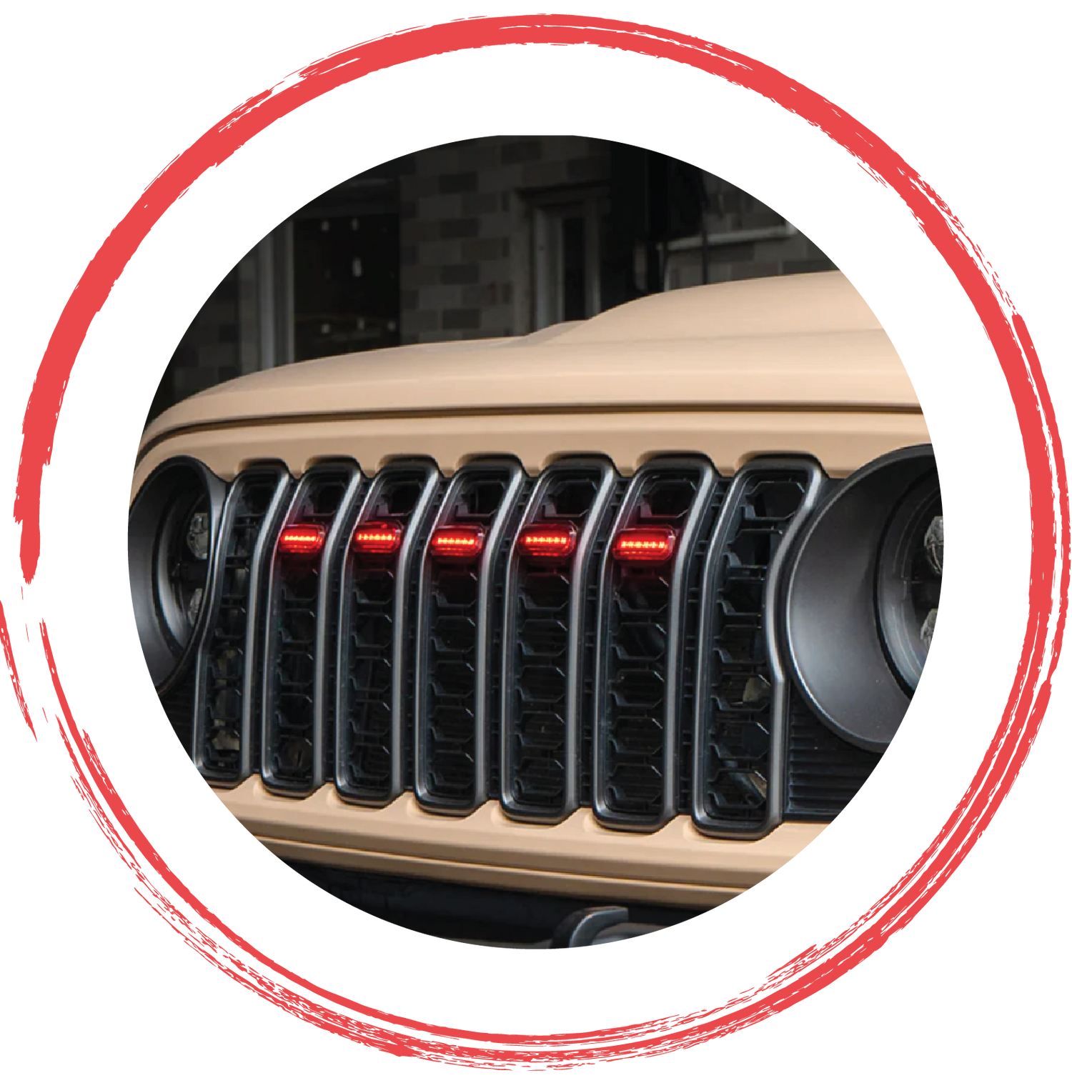 Grille insert lights for Jeep Wrangler, Gladiator and 4x4 off-road vehicles by 4X4WAVERS