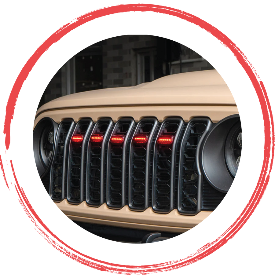 Grille insert lights para Jeep Wrangler, Gladiator y vehículos todoterreno 4x4 de 4X4WAVERS